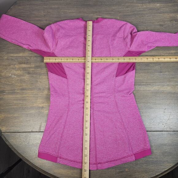 Lululemon Base Runner Long Sleeve Mini Check Pique Raspberry Womens Small 6 - Picture 8 of 8